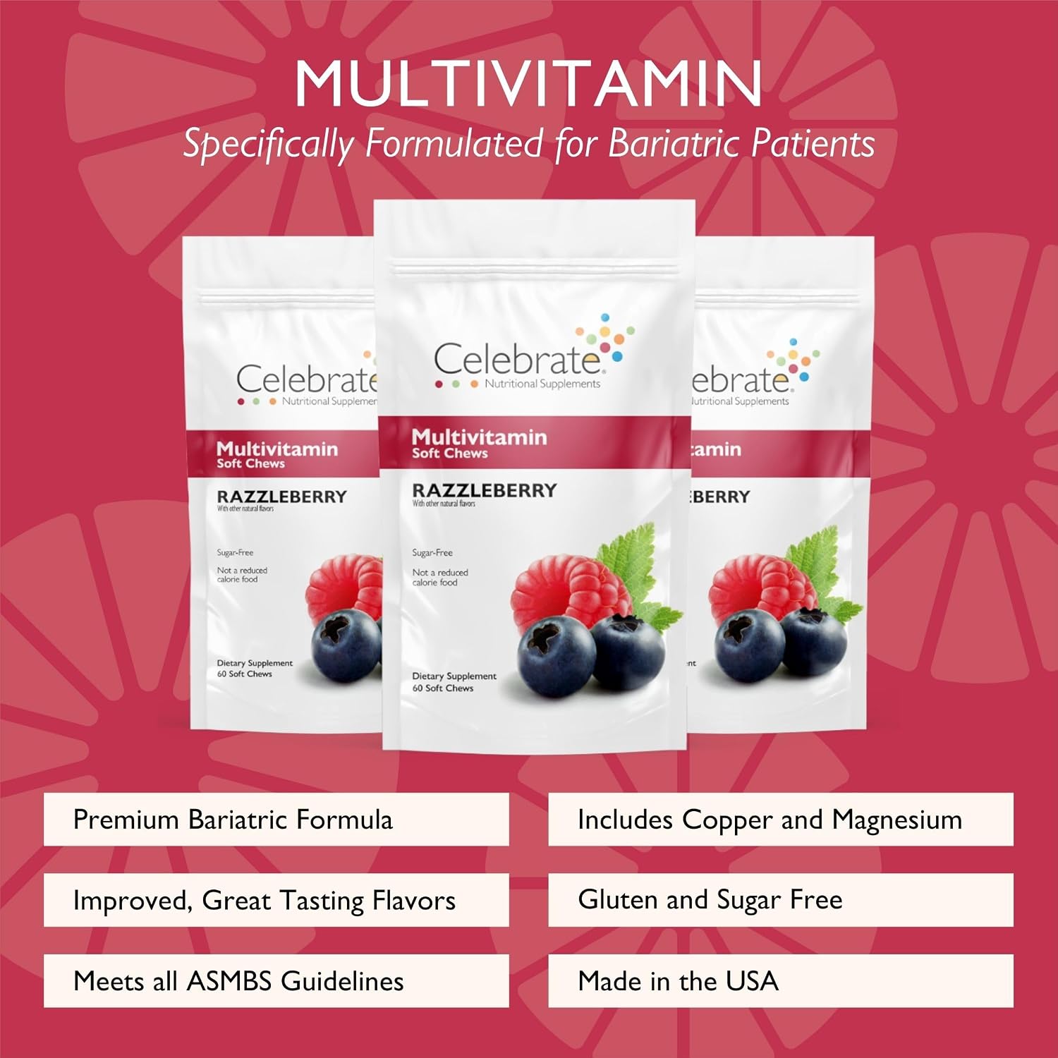 Celebrate Vitamins Bariatric Multivitamin Soft Chews - Berry (180 Count) - görsel 2