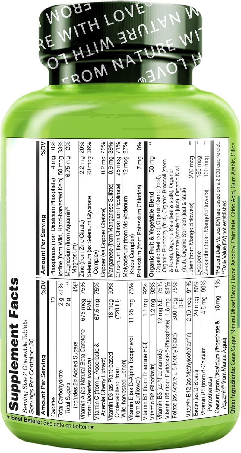 NATURELO Chewable Vitamin for Kids Multivitamin with Wholefood Organic Fruit Blend - 60 Tablets for Children (Pack of 2) – Image 3