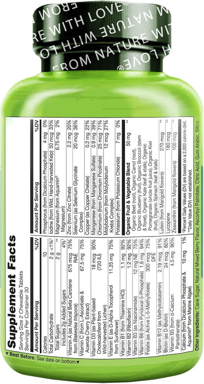 NATURELO Chewable Vitamin for Kids Multivitamin with Wholefood Organic Fruit Blend - 60 Tablets for Children (Pack of 2) – Image 3