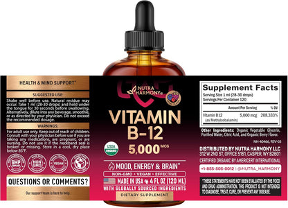 USDA Organic Vitamin B12 Sublingual Drops - – Older adults – With age, stomach acid production decreases, reducing – Image 2