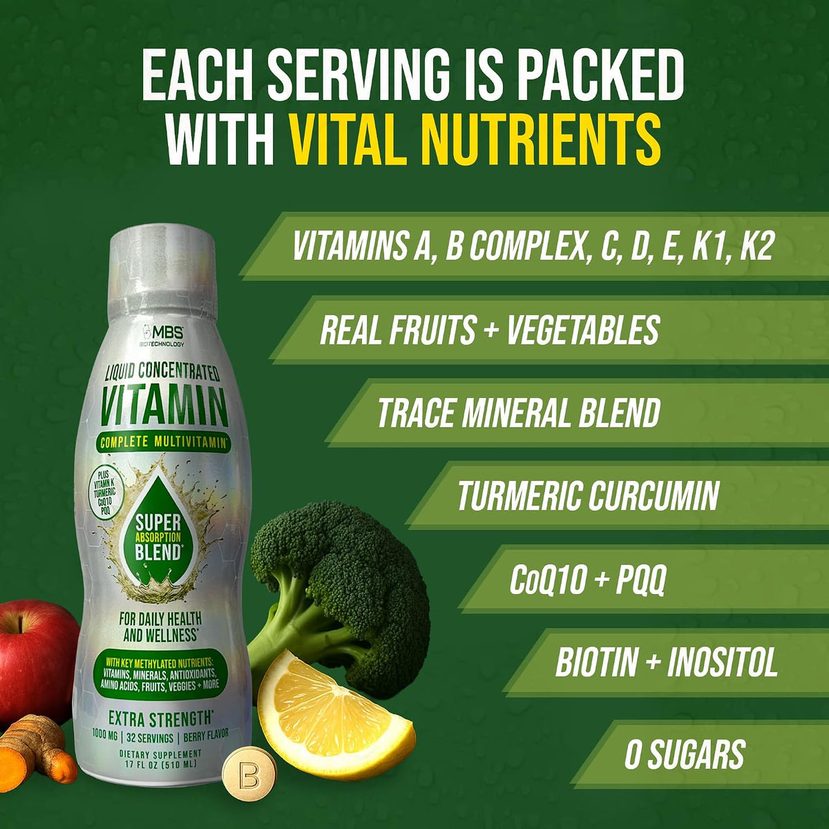 Liquid Multivitamin for Adults – Complete High-Absorption Daily Vitamin with Superfoods, CoQ10, B-Complex, Turmeric & PQQ – – Image 5