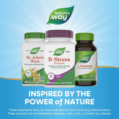 Nature's Way B-Stress Formula, Supports Energy & Nerve Function, with Vitamins C, B12, B6 & More, Gluten Free, 100 Vegan Capsules