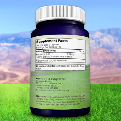 aSquared Nutrition Pure Berberine 1000mg - 180 Vegie Capsules