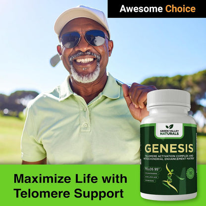 Genesis Telomere Length Supplement – Telos95® Astragalus Extract with CoQ10, D3, K2, ALA & Grape Seed | 30 Vegan Capsules – Image 4