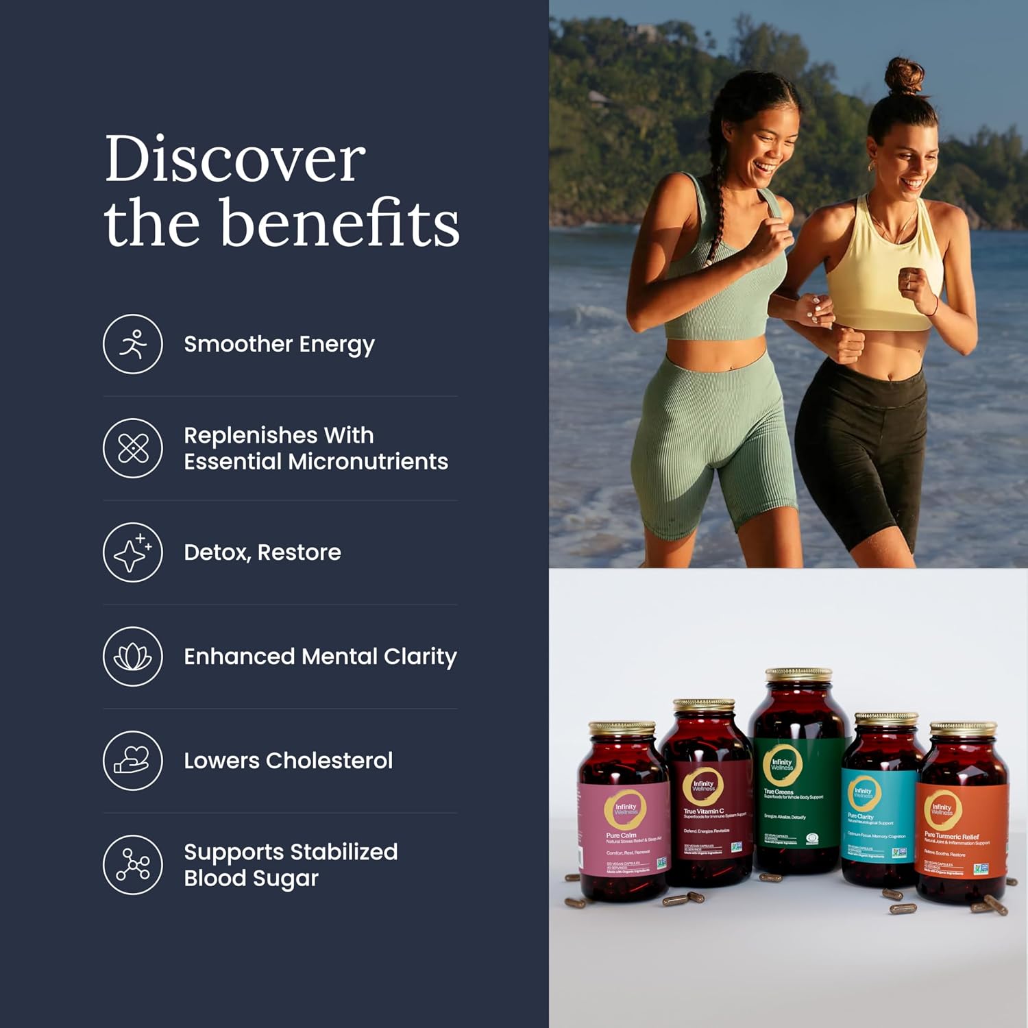 Infinity Greens Superfood Capsules - Blue Green Algae Based with 28 Organic Superfoods, No Fillers or Grasses, Low Temp Dehydrated (34 Servings) - görsel 6