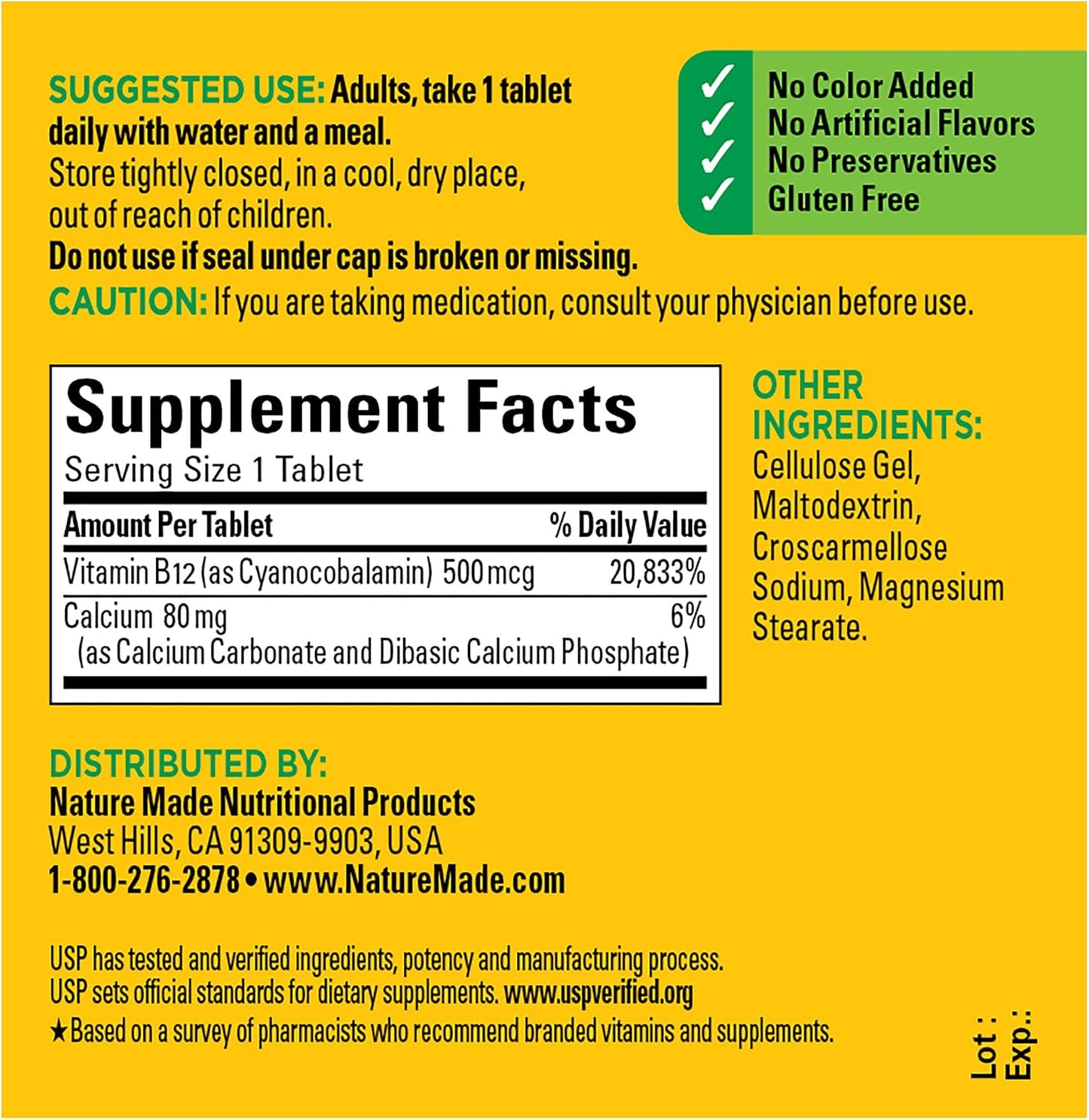 Nature Made Vitamin B12 500 mcg, 100 Tablets - görsel 5