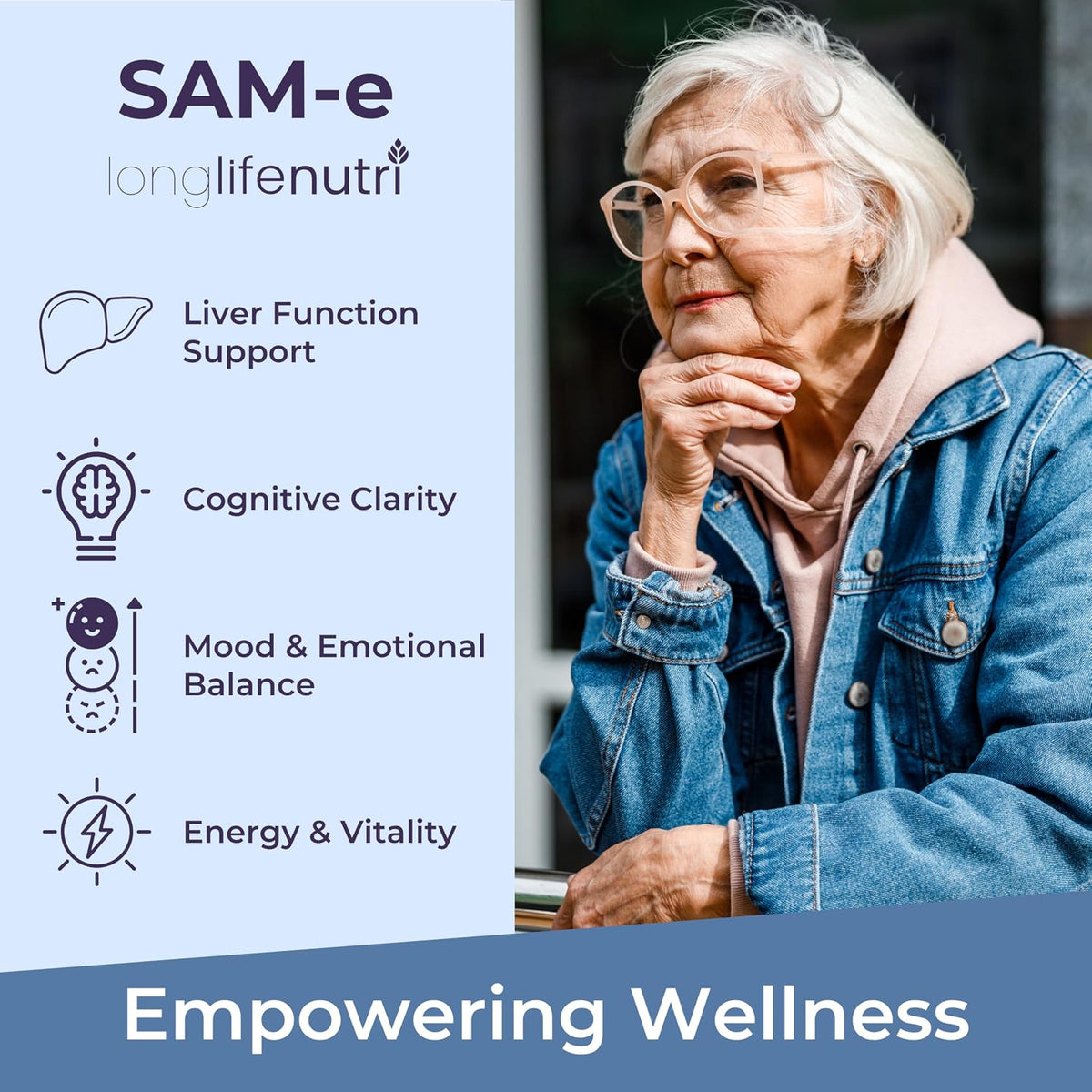 LongLifeNutri SAM-e 400mg – 120 Vegetarian Capsules – Image 4