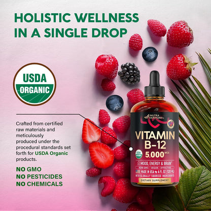 USDA Organic Vitamin B12 Sublingual Drops - – Those taking certain medications – Drugs for acid reflux or diabetes – Image 4