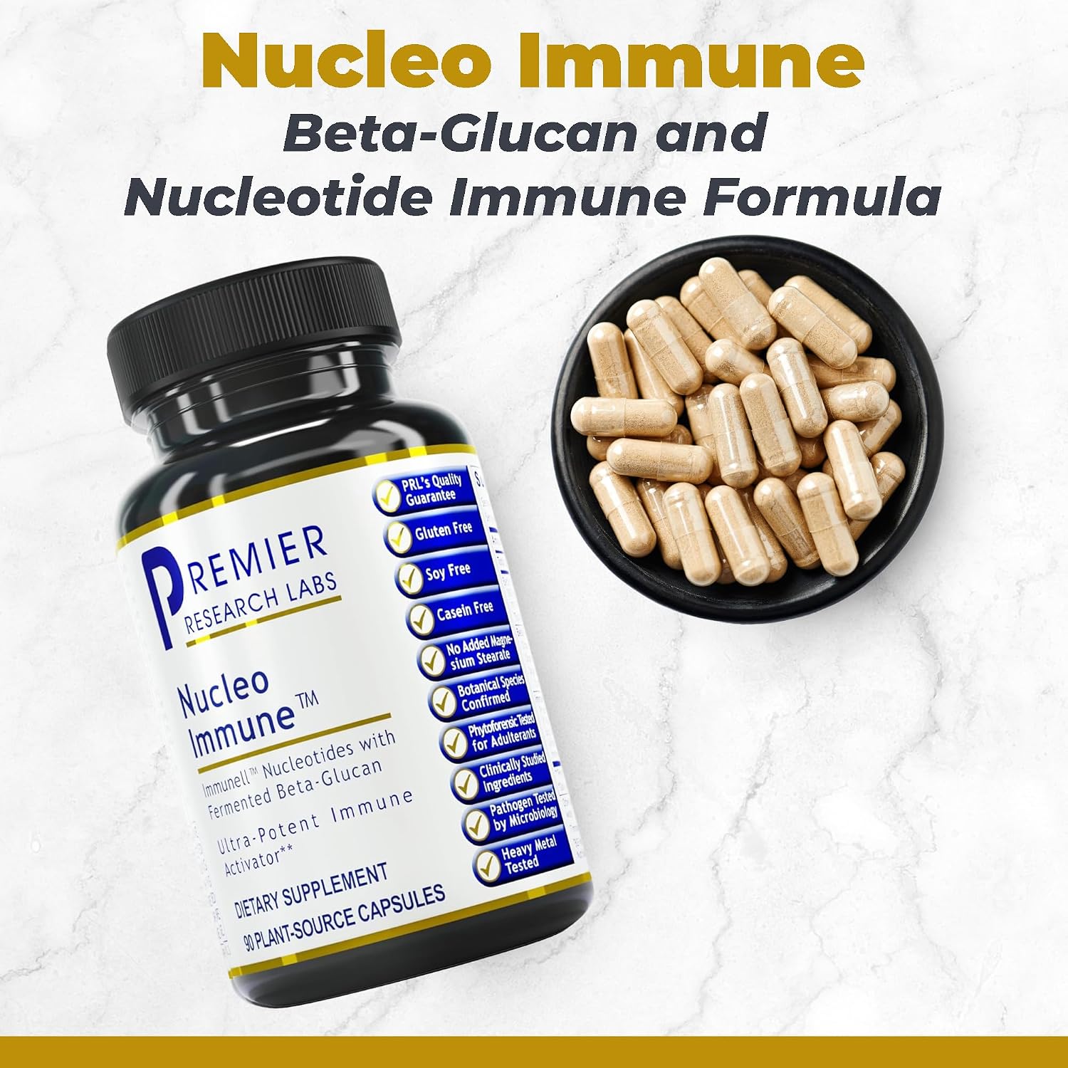 Premier Research Labs Nucleo Immune - Beta Glucan Supplement, Phytochemicals, Prickly Pear, Fibre, Immune Support - 90 Capsules - görsel 2