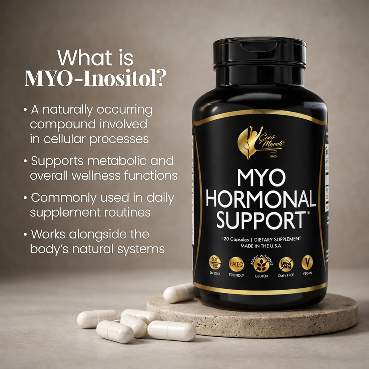 Cocó March N.M.D Myo-Inositol Hormonal Support for Women's – Supports Hormone Balance & Menopause Wellbeing, Energy & – Image 4