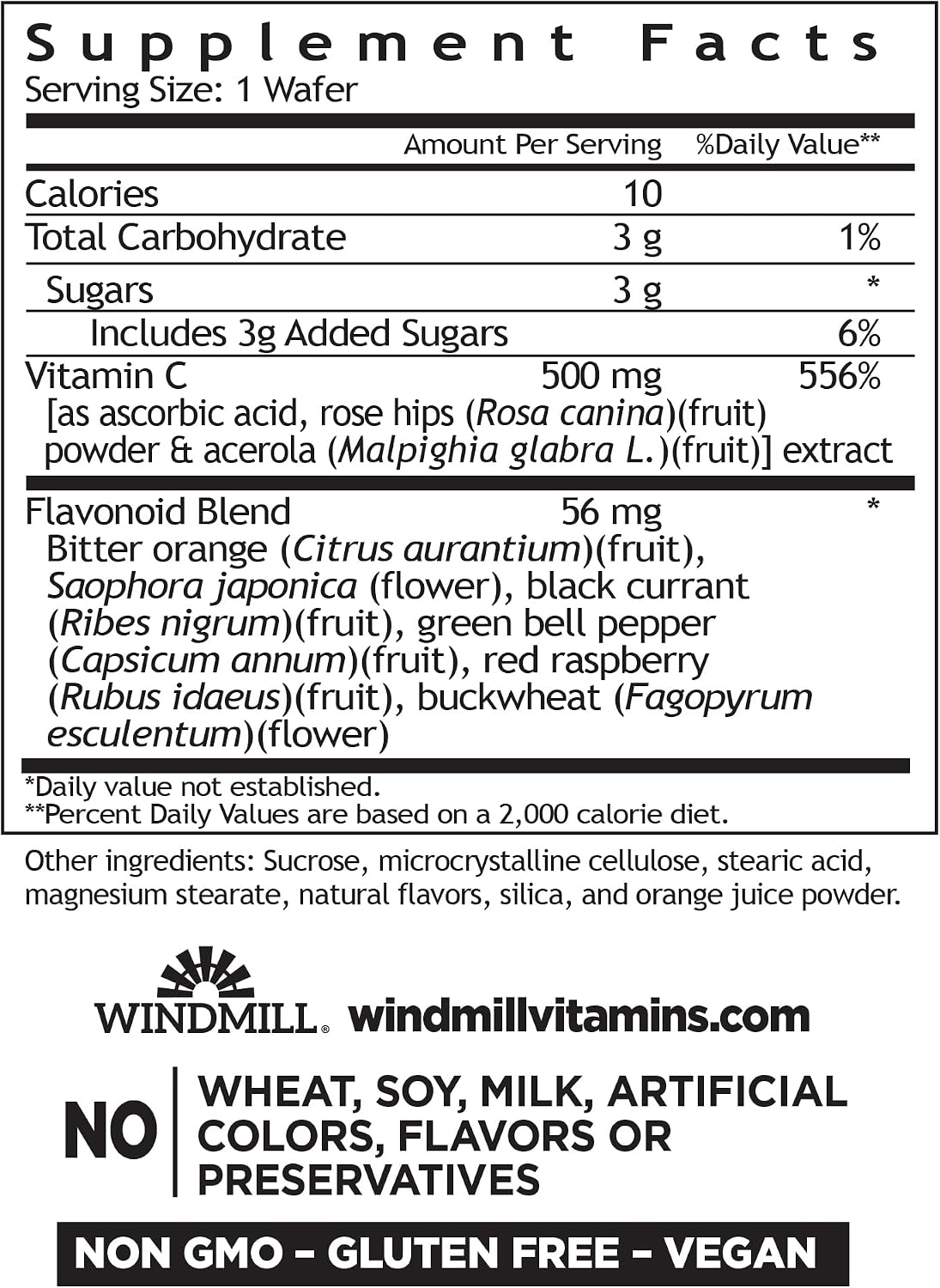 Windmill Natural Vitamins Vitamin C 500 mg with Rose Hips and Bioflavonoids - Chewable Tablets (50 Tablets) - görsel 2