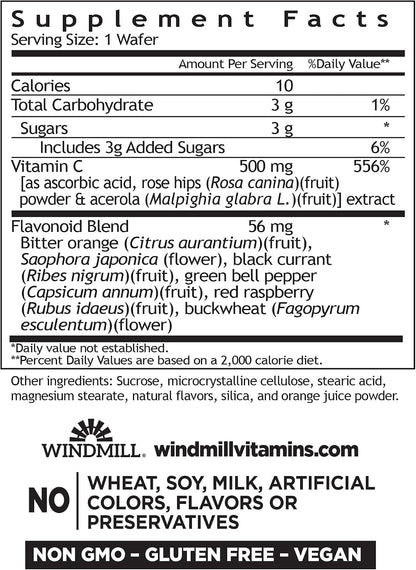 Windmill Natural Vitamins Vitamin C 500 mg with Rose Hips and Bioflavonoids - Chewable Tablets (50 Tablets)