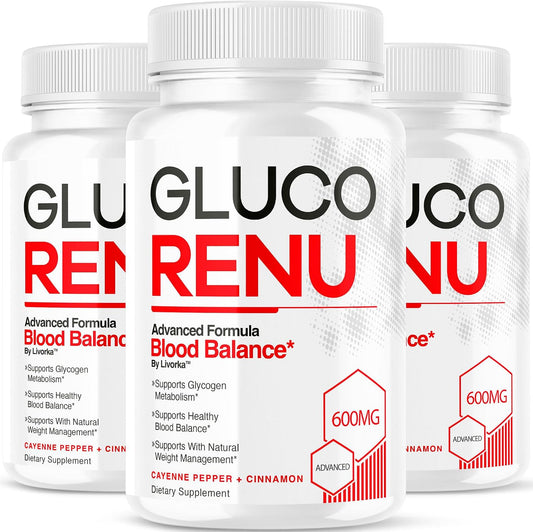 (3 Pack) Gluco Renu Capsules - Official Gluco Renu, GlucoRenu Supplement, Natural Support GlucoRenu, Gluco Renu Premium – Image 1