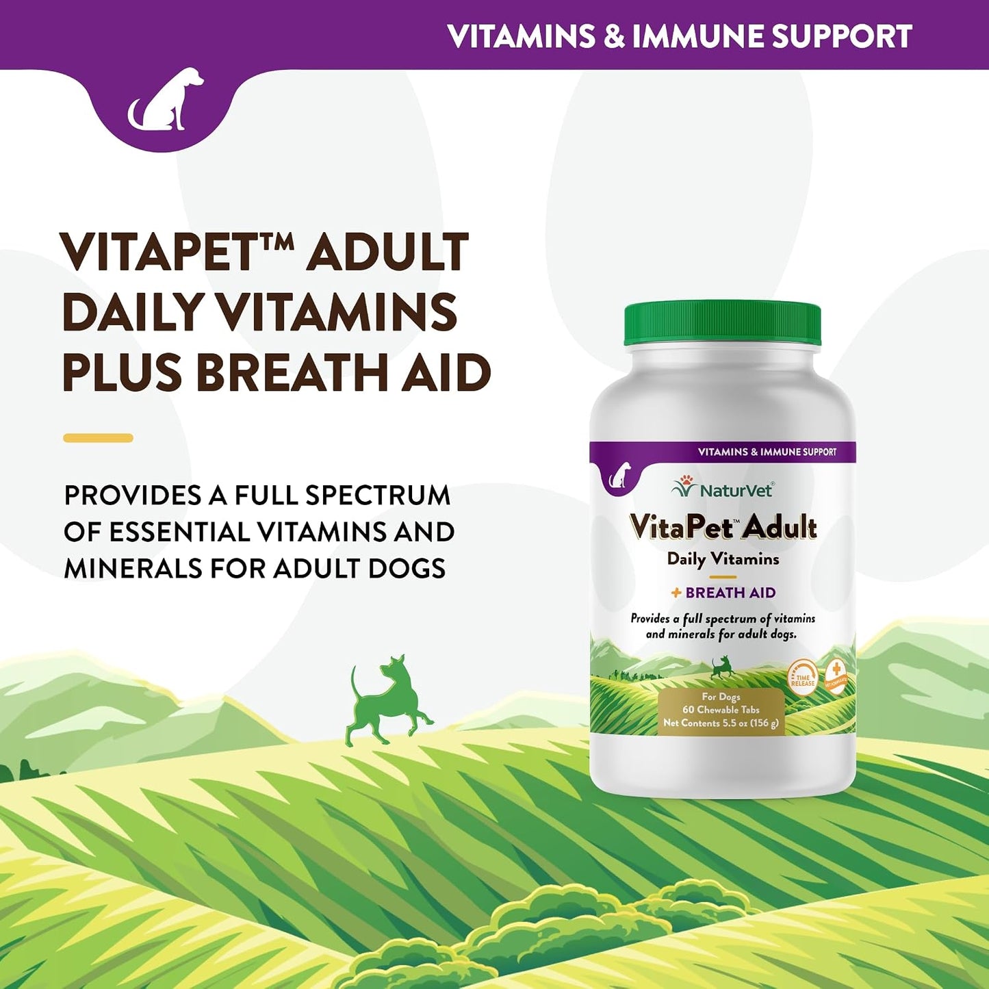 NaturVet VitaPet Adult Daily Vitamins for Dogs with Breath Aid, 60 Count - görsel 3