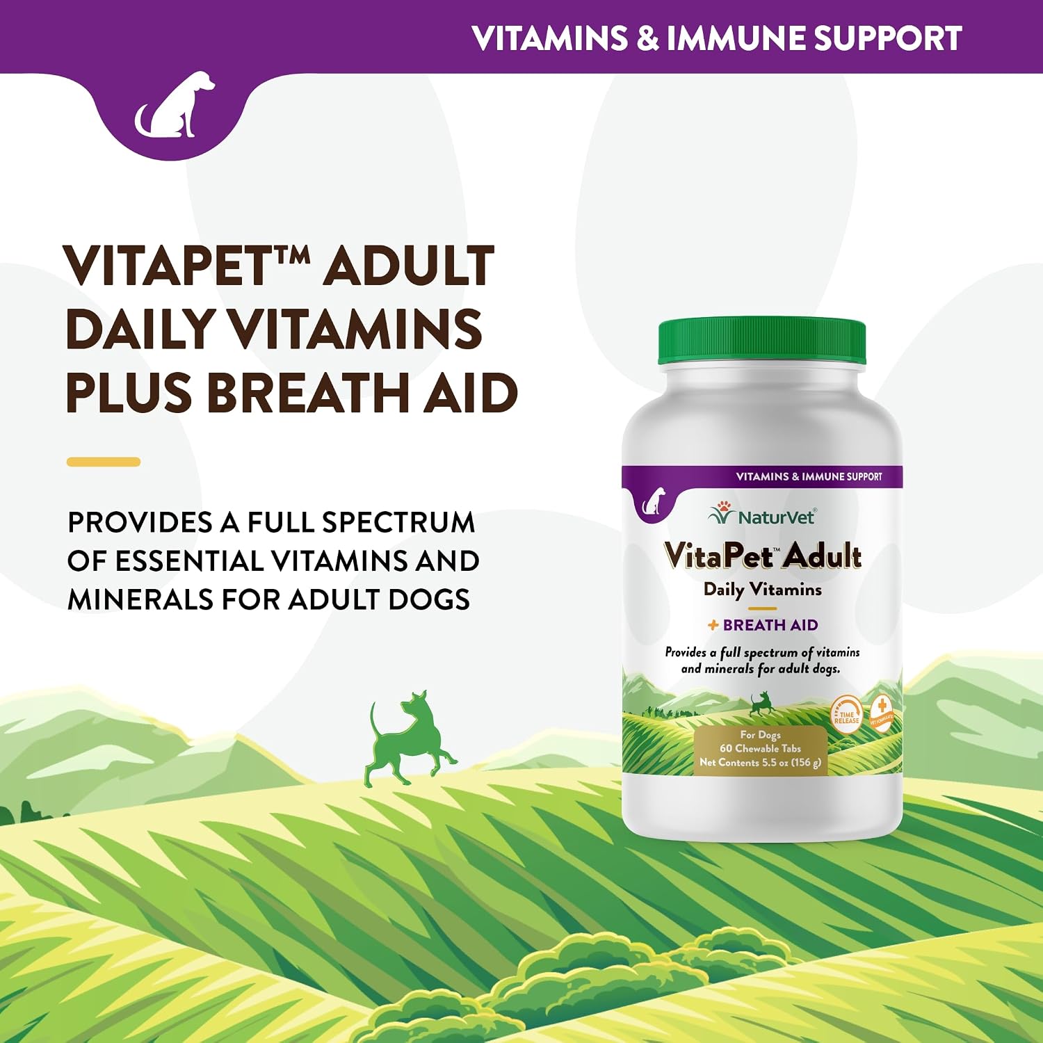 NaturVet VitaPet Adult Daily Vitamins for Dogs with Breath Aid, 60 Count - görsel 3