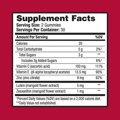 Ocuvite Eye Vitamin & Mineral Supplement, Gummy Multivitamin for Eyes, with Zinc, Vitamin C & E, Lutein & Zeaxanthin, 60 Gummies