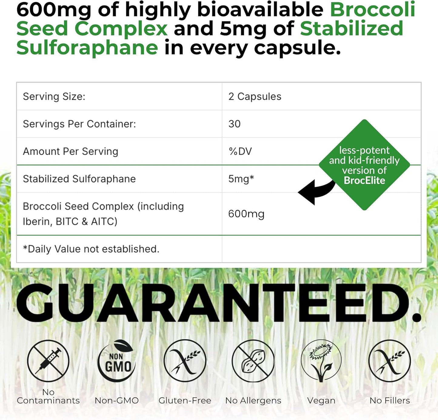 BrocElite Kids Broccoli Supplement with Stabilised Sulforaphane – 60 Vegan Capsules - görsel 2