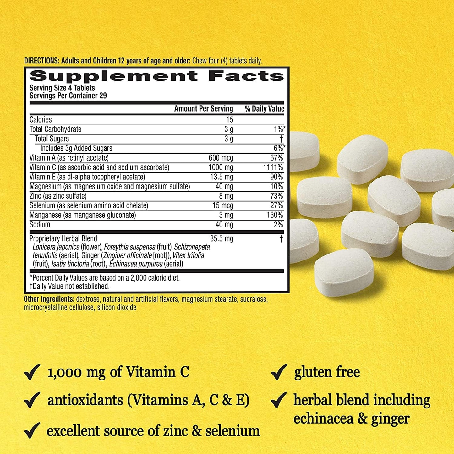 Airborne 1000mg Vitamin C + Zinc Chewable Tablets, Very Berry & Citrus - görsel 5