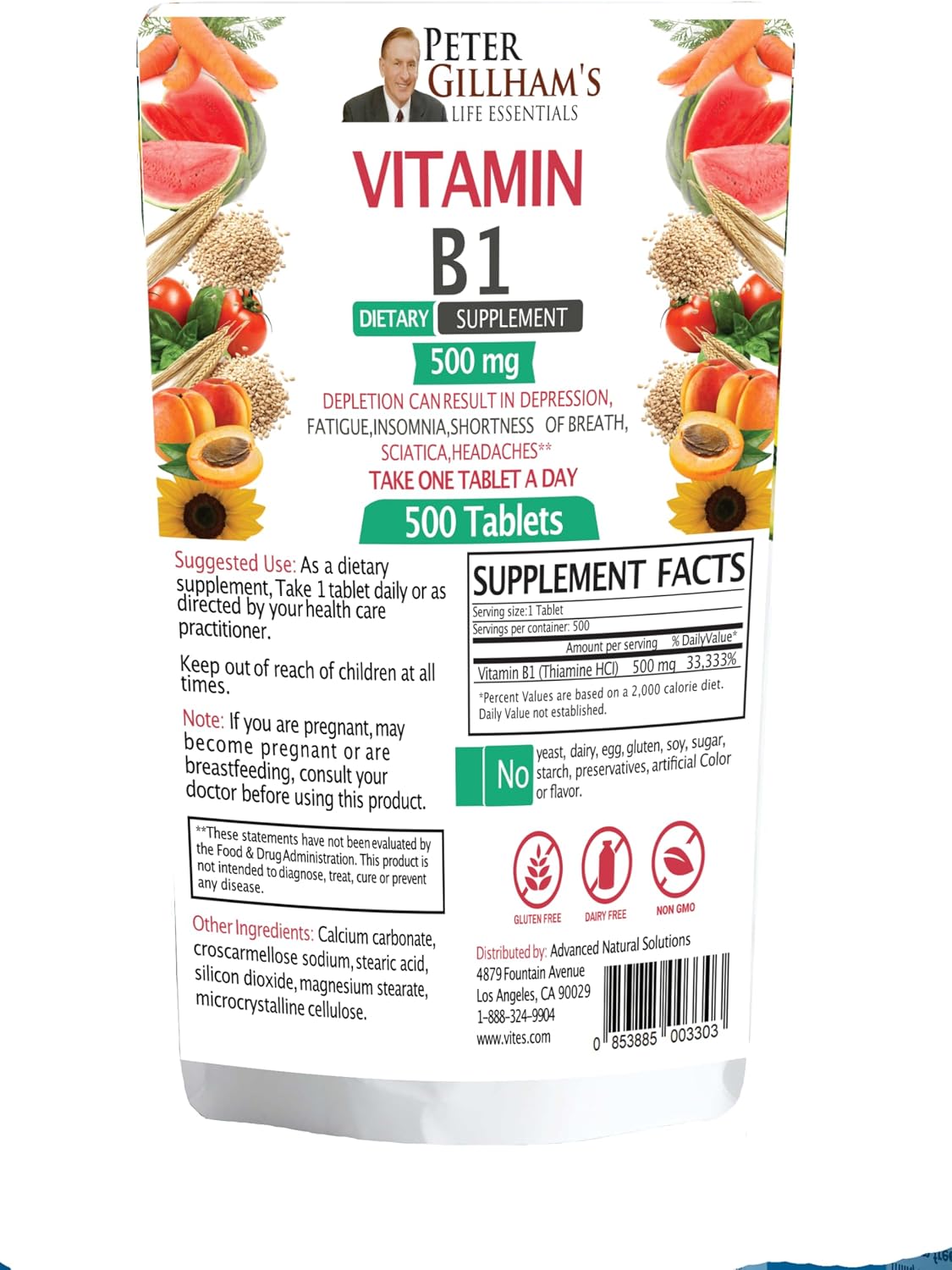 Peter's Choice B1 Tablets Dietary Supplement (B1 500mg, 100 Tablets) - görsel 3