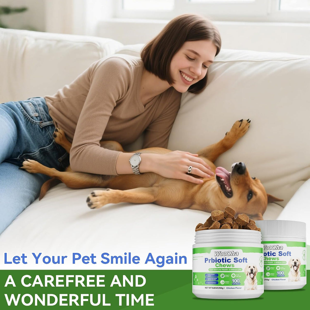 Woooha Probiotics for Dogs – 6 Billion CFU – Prebiotics and Enzymes: Prebiotics (like inulin) feed the probiotics, – Image 7