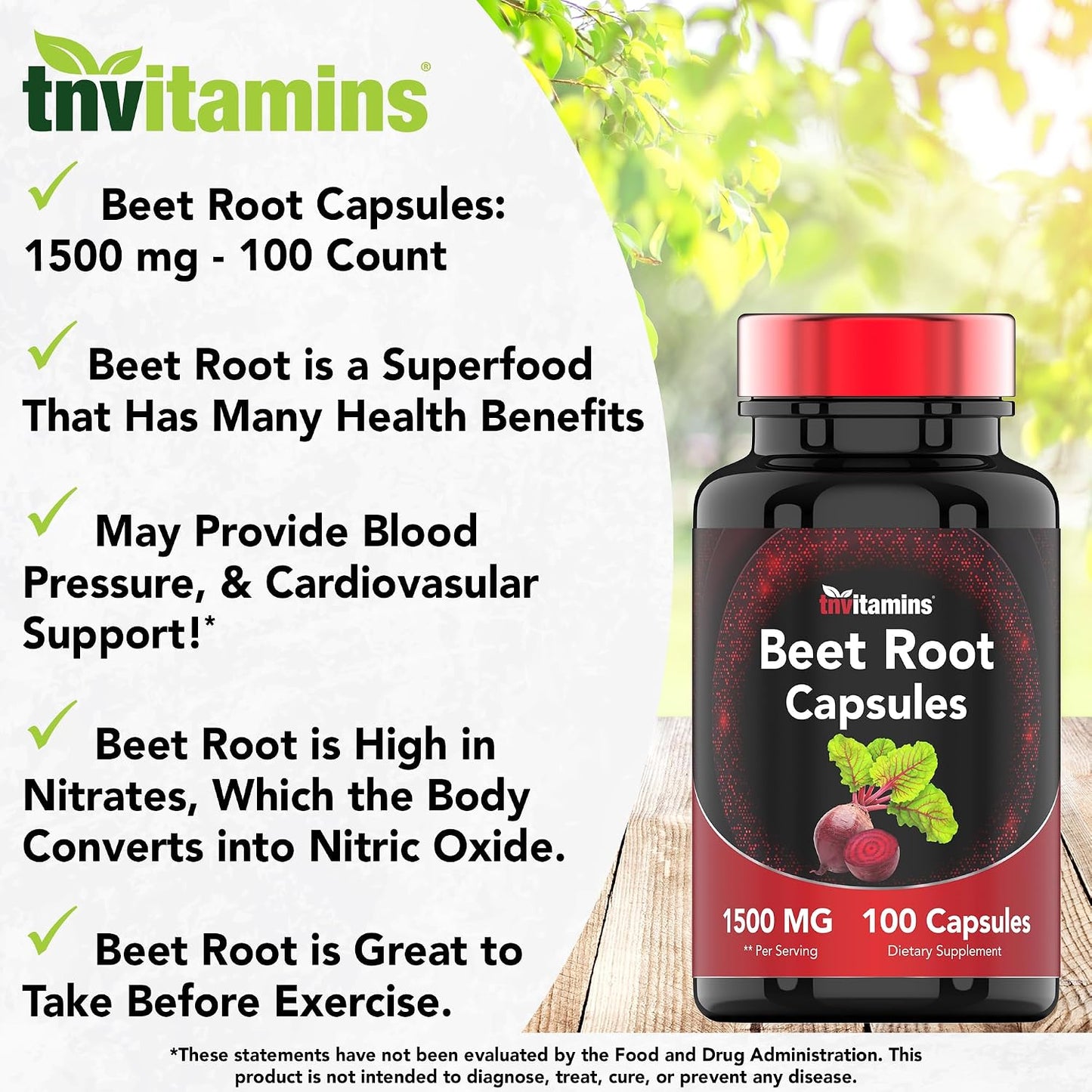 Beetroot Capsules 1500 mg – 100 Capsules | TNVitamins - görsel 3
