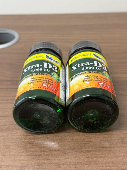 Xtra D3 Vitamin D3 5,000 IU (125 mcg) Supplement - 120 Softgels (2-Pack)