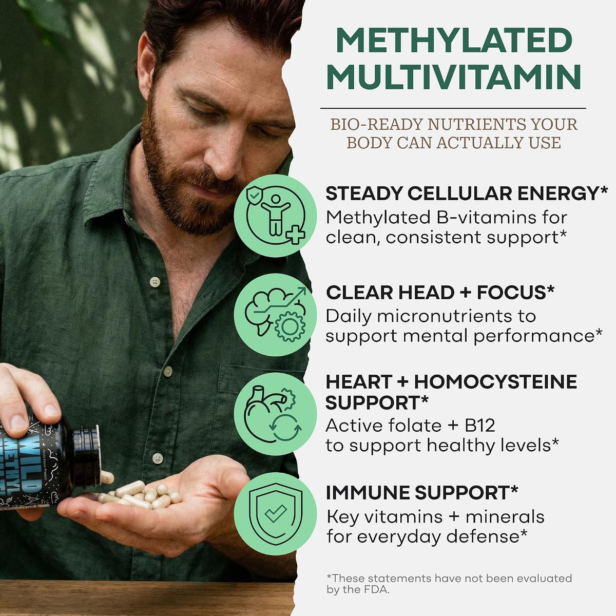 Wild Methylated Multivitamin for Women's & – Methylated B Vitamins: Perfect for those with MTHFR gene variations – Image 2