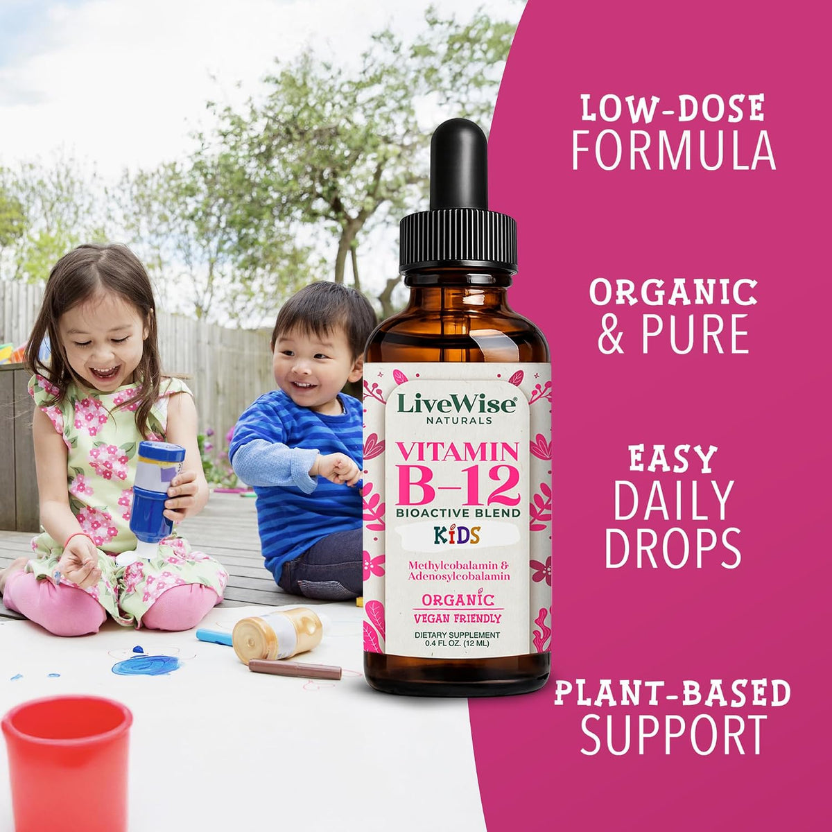Live Wise Naturals Organic Vitamin B12 Liquid Drops for Kids, 12 mL – Image 4