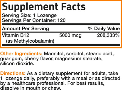 Bronson Methyl B12 5000 mcg Vitamin B12 – Fast-dissolve sublingual formula for enhanced absorption – Image 6