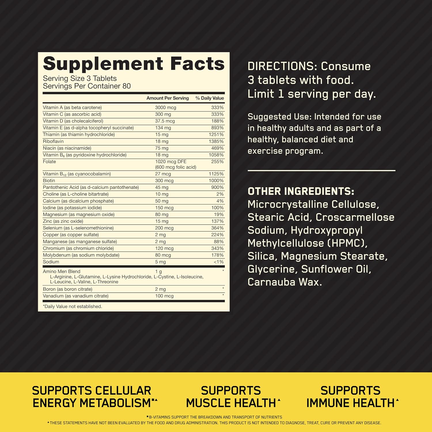 Optimum Nutrition Opti-Men Daily Multivitamin for Men, 240 Tablets - görsel 2