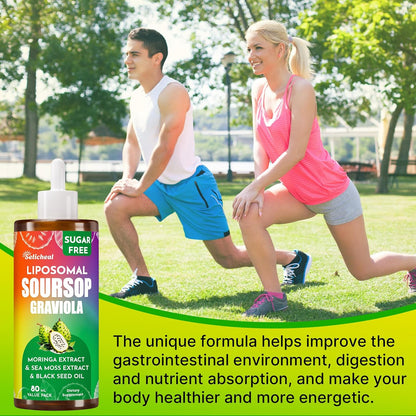 Soursop Multivitamin Liquid Drops – 10 in 1 with Leaf Extract & Sea Moss, 80 mL (80-Day Supply)