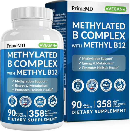 Methylated B Complex with Methylfolate and B12 Methylcobalamin 1000 mcg - Methylated Multivitamin for Energy, Brain – Image 1