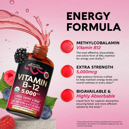USDA Organic Vitamin B12 Sublingual Drops - – Anyone seeking extra energy and mental clarity – Even without a – Image 5