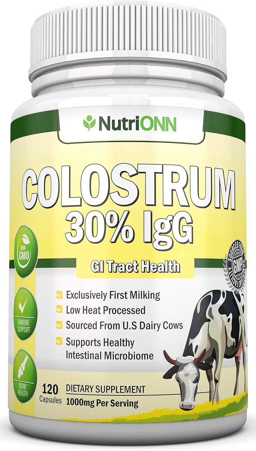 NutriONN Colostrum 1000mg - 120 Capsules | 30% IgG | Non-GM | First Milking Bovine Colostrum – Image 1