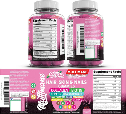 Clean Nutraceuticals Biotin Collagen Keratin Gummies | Hair, Skin and Nails Vitamins for Women's | Hyaluronic Acid Bamboo – Image 9
