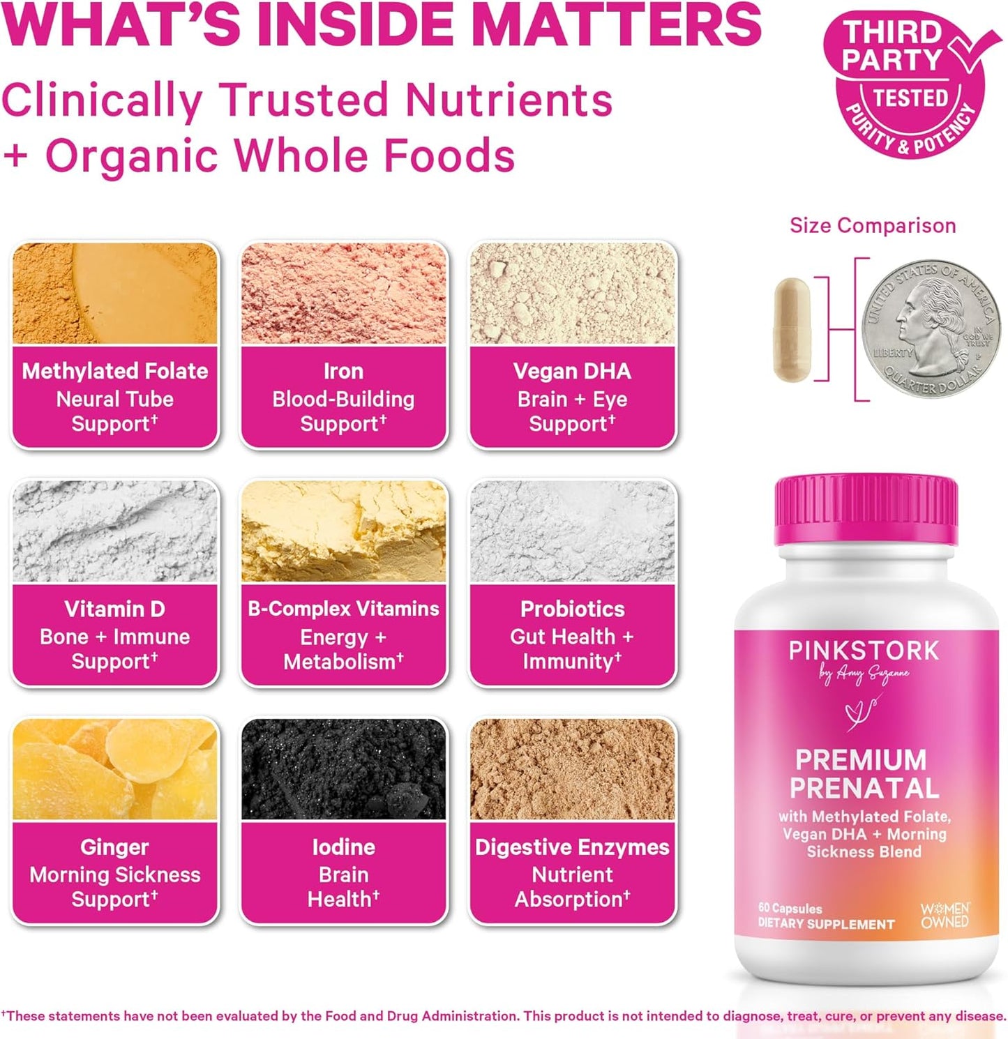 Pink Stork Premium Prenatal Vitamins for Women, 60 Capsules - görsel 2