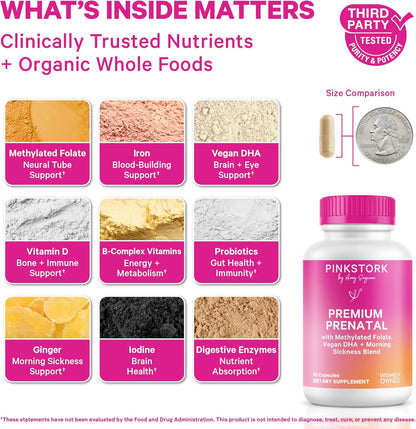 Pink Stork Premium Prenatal Vitamins for Women, 60 Capsules