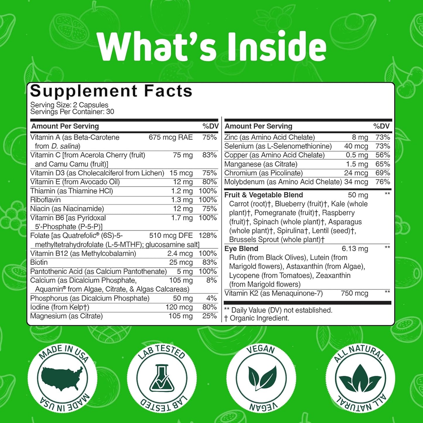 Herbtonics Wholefood Teen Vitamins - Multivitamin for Boys & Girls Ages 12-18 - Energy, Focussed and Immune Support - 60 Capsules - görsel 6