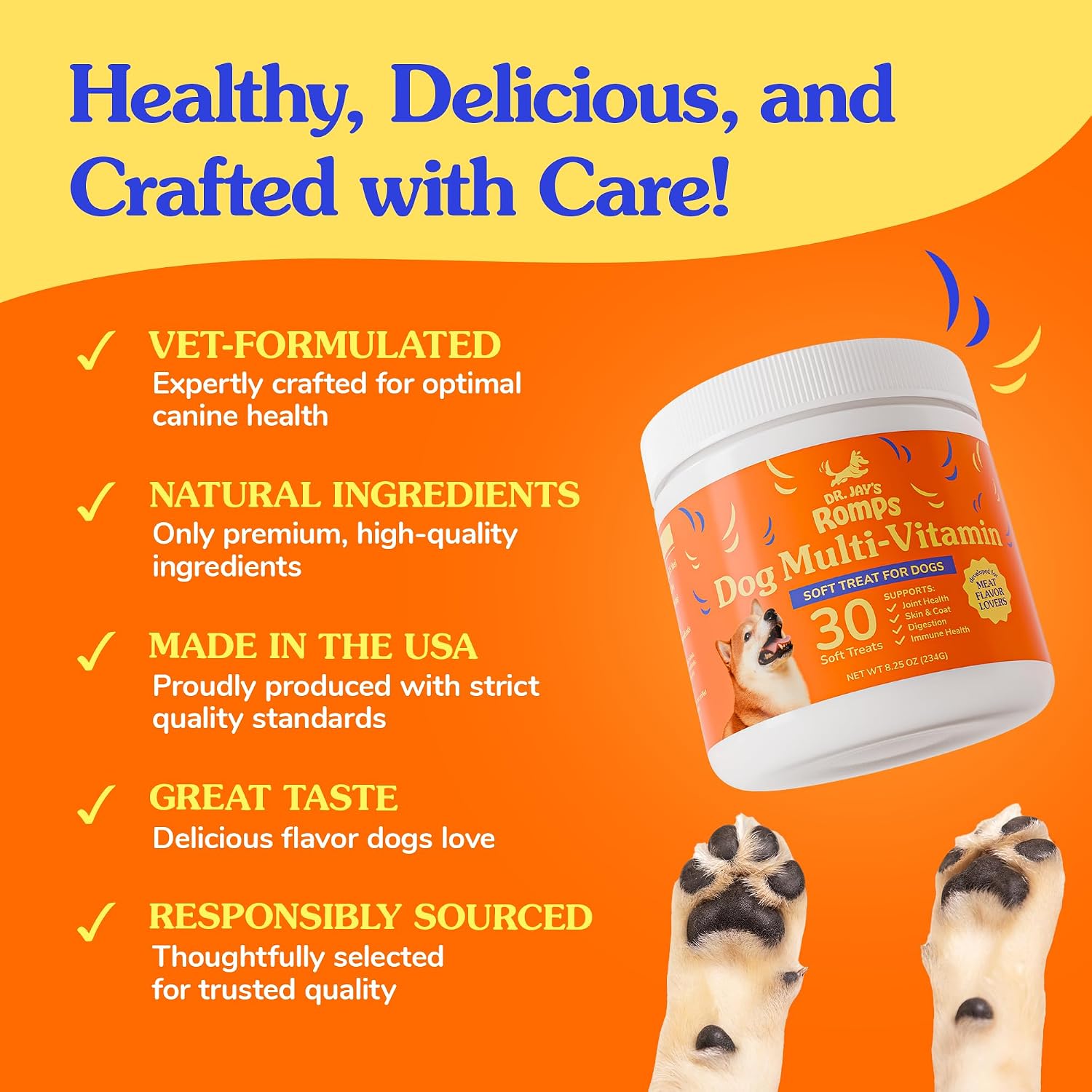 Dr. Jay's Romps Dog Multivitamin Chews - Collagen Type II - 30 Count - görsel 5