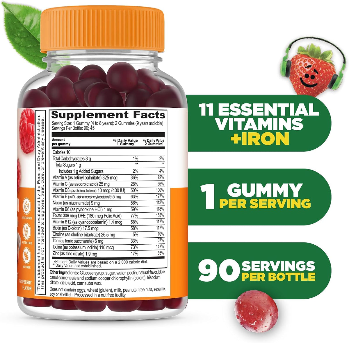 Lifeable Kids Multivitamin with Iron Gummies – 90 Count – Image 2