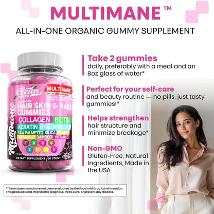 Clean Nutraceuticals Biotin Collagen Keratin Gummies | Hair, Skin and Nails Vitamins for Women's | Hyaluronic Acid Bamboo – Image 6