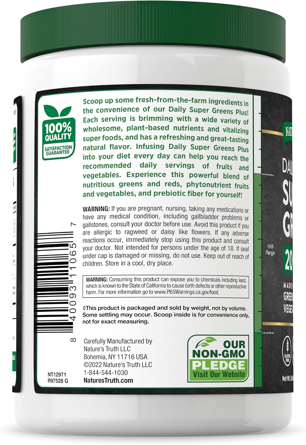 Nature's Truth Super Greens Superfood Powder – Fruit & Vegetables Blend, 280g - görsel 7