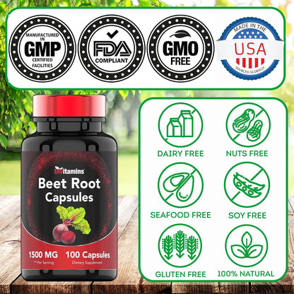 Beetroot Capsules 1500 mg – 100 Capsules | TNVitamins