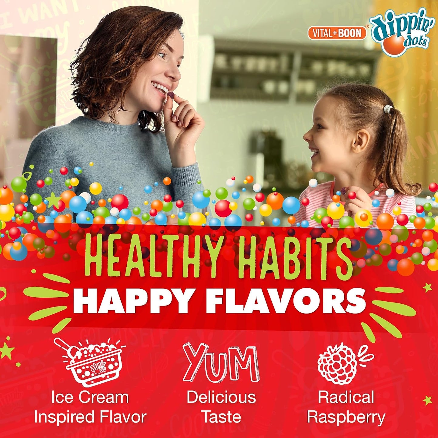 Dippin' Dots High Potency Biotin Gummies 5000mcg - Hair, Skin & Nails - Raspberry - 60 Day Supply (2 Pack) - görsel 6