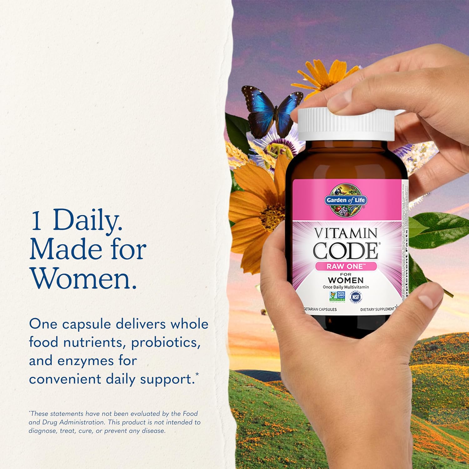 Garden of Life Vitamin Code RAW ONE for Women Once Daily Whole Food Multivitamin with Probiotics, 75 Capsules - görsel 7