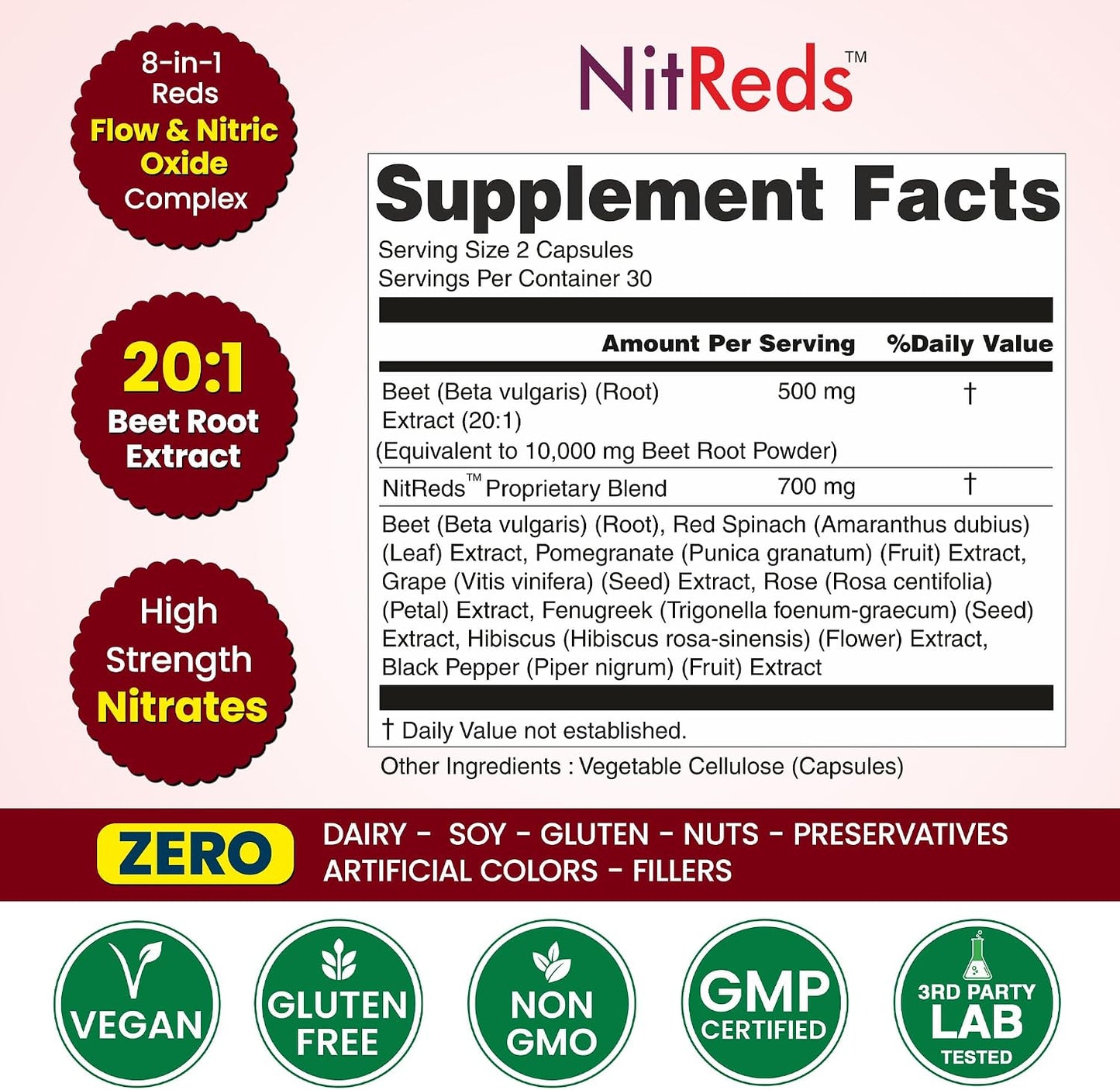 NitReds Beetroot Nitric Oxide Supplement – 60 Capsules - görsel 2