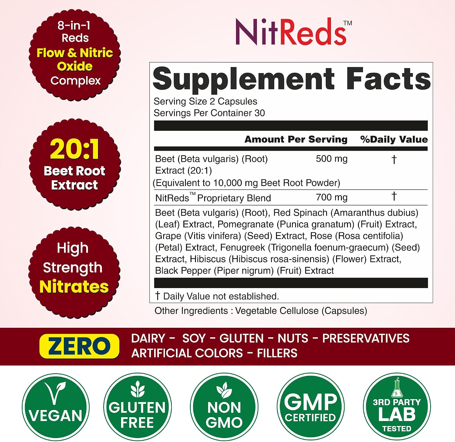 NitReds Beetroot Nitric Oxide Supplement – 60 Capsules - görsel 2