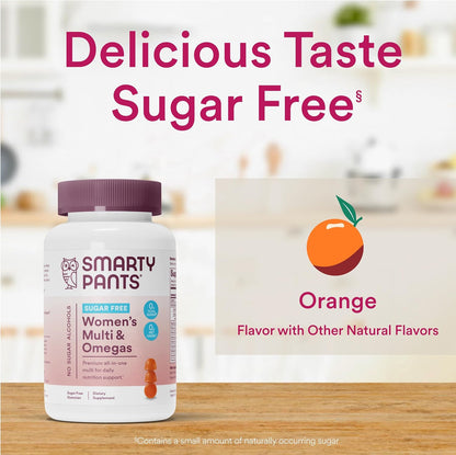 SmartyPants Women's Sugar free Multivitamin Gummies with Omega-3, 60 Gummies