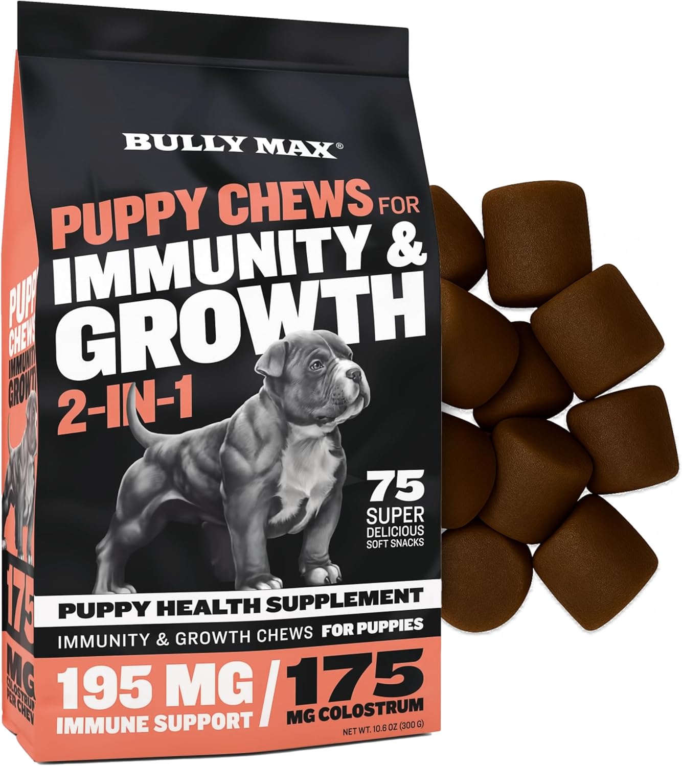 Bully Max 2-in-1 Puppy Vitamins – 75 Soft Chews for Immunity & Growth - görsel 1