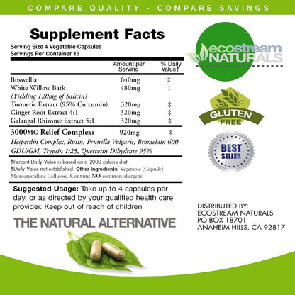 InflamEase with Turmeric, Curcumin, Enzymes and Boswellia - Vegetarian